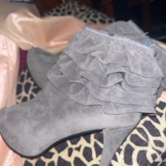 Taupe Colored Suede-like High Heel Booties - Picture 11 of 14
